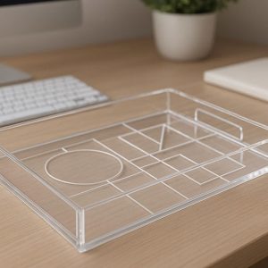 Acrylic Clear Geometric Decorative Tray for Modern Home Office