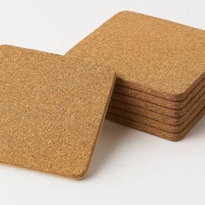 17 Natural Cork Drink Coasters Set of Six with Absorbent Backing