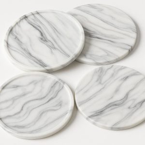 22 Marble Pattern Silicone Coasters Set Elegant and Dishwasher Safe