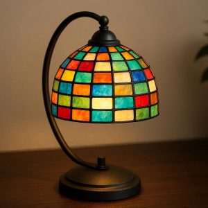8 Modern Tiffany Style Stained Glass Desk Lamp with Mosaic Shade